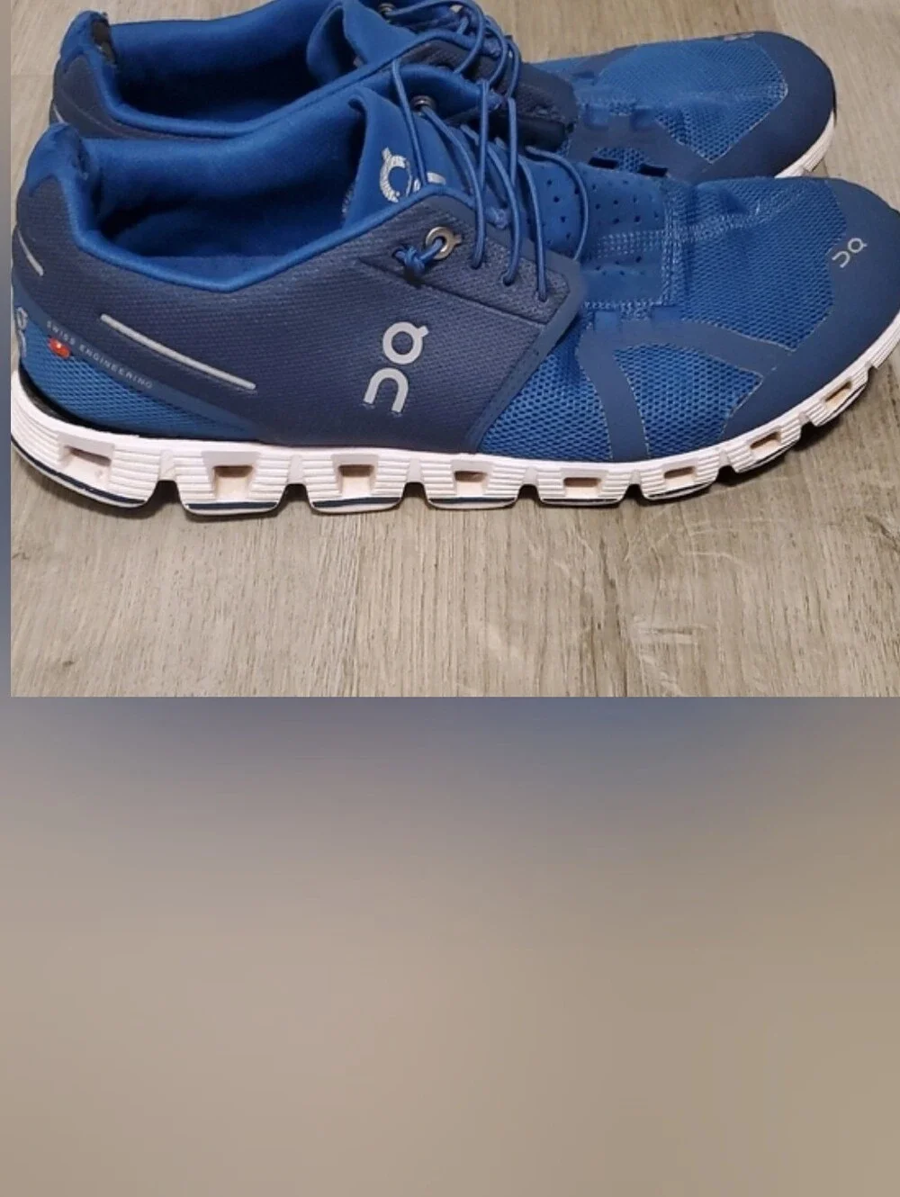 On Running Men's Athletic Shoes - Blue and White Swiss Engineered Size 9.5